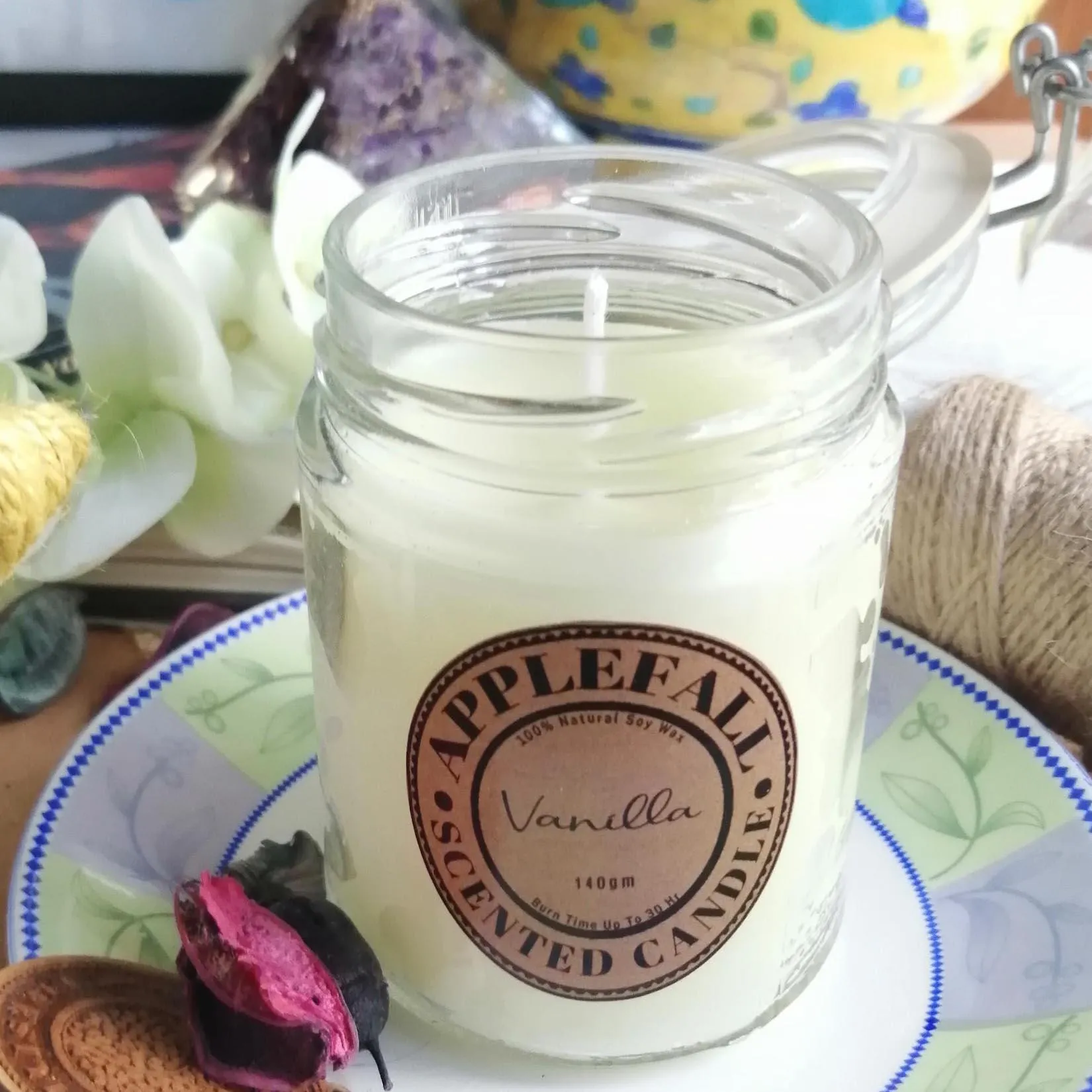 Applefall Vanilla Scented Candle For Home | Natural Soy Wax |Home Decoration | 100% Vegan |