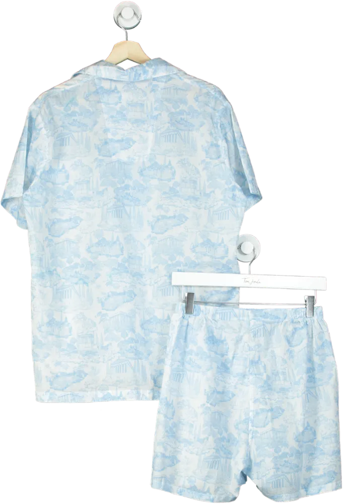 Derek Rose Blue Ledbury graphic-print cotton-poplin Pyjama Set UK S