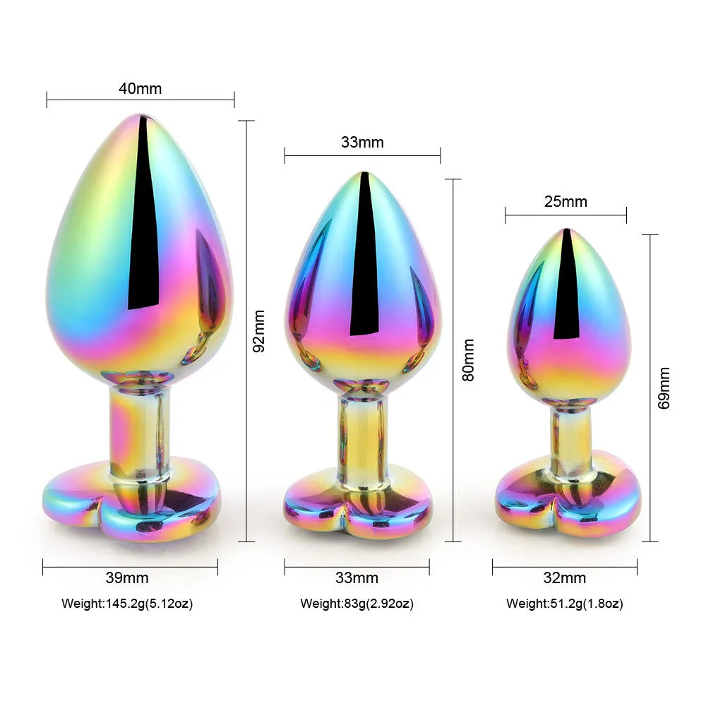 Jewelled Iridescent Metal Butt Plug (3 Piece)