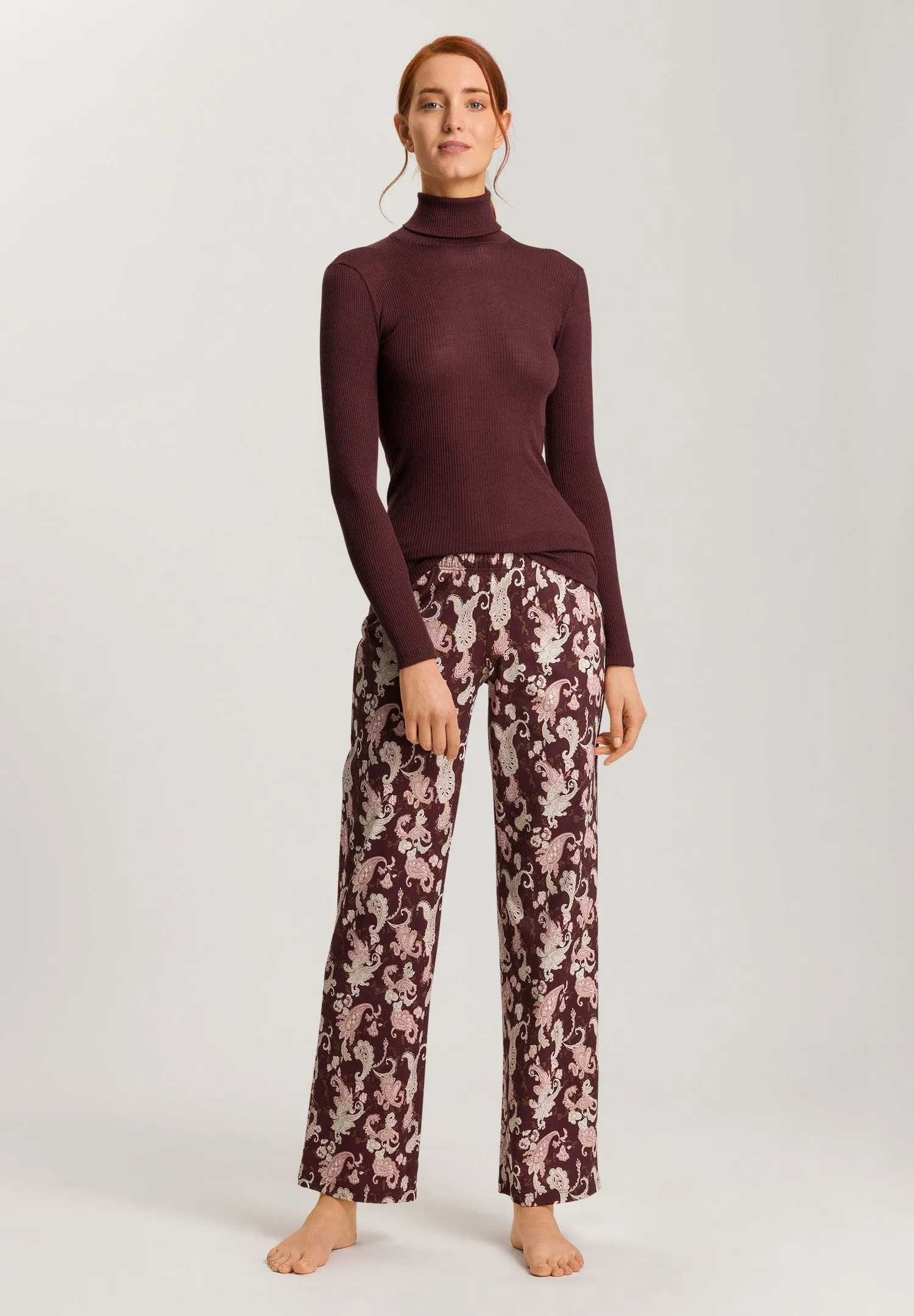 Maria Wool and Silk Fine Ribbed Turtleneck | Deep Maroon 70901-2483