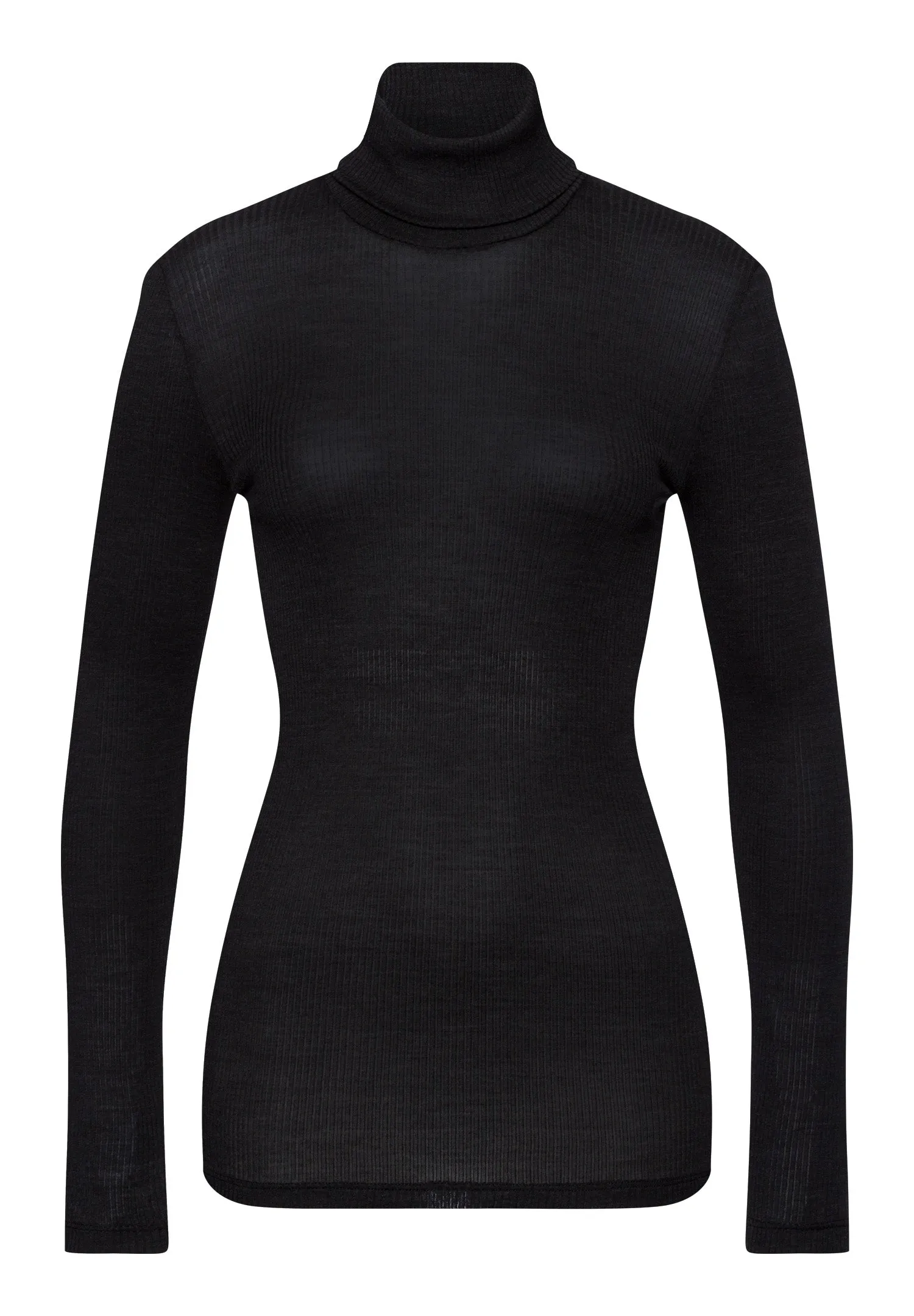 Maria Wool and Silk Fine Ribbed Turtleneck | Phantom 70901-924