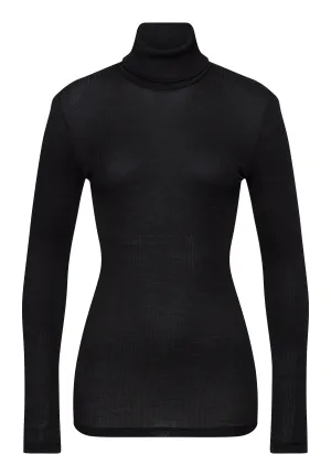 Maria Wool and Silk Fine Ribbed Turtleneck | Phantom 70901-924