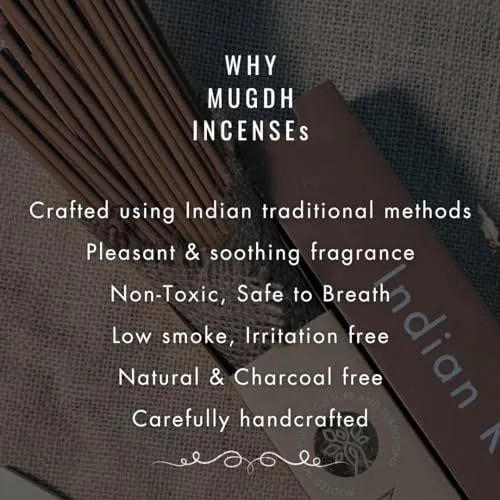 Mugdh Natural Incense Sticks (Pack of 2) - 100 Sticks | 100% Natural Ingredients | Charcoal Free | Irritation Free Smoke | Agarbatti for Mind & Soul | Subtle Luxury Fragrance (Chandan & Loban)