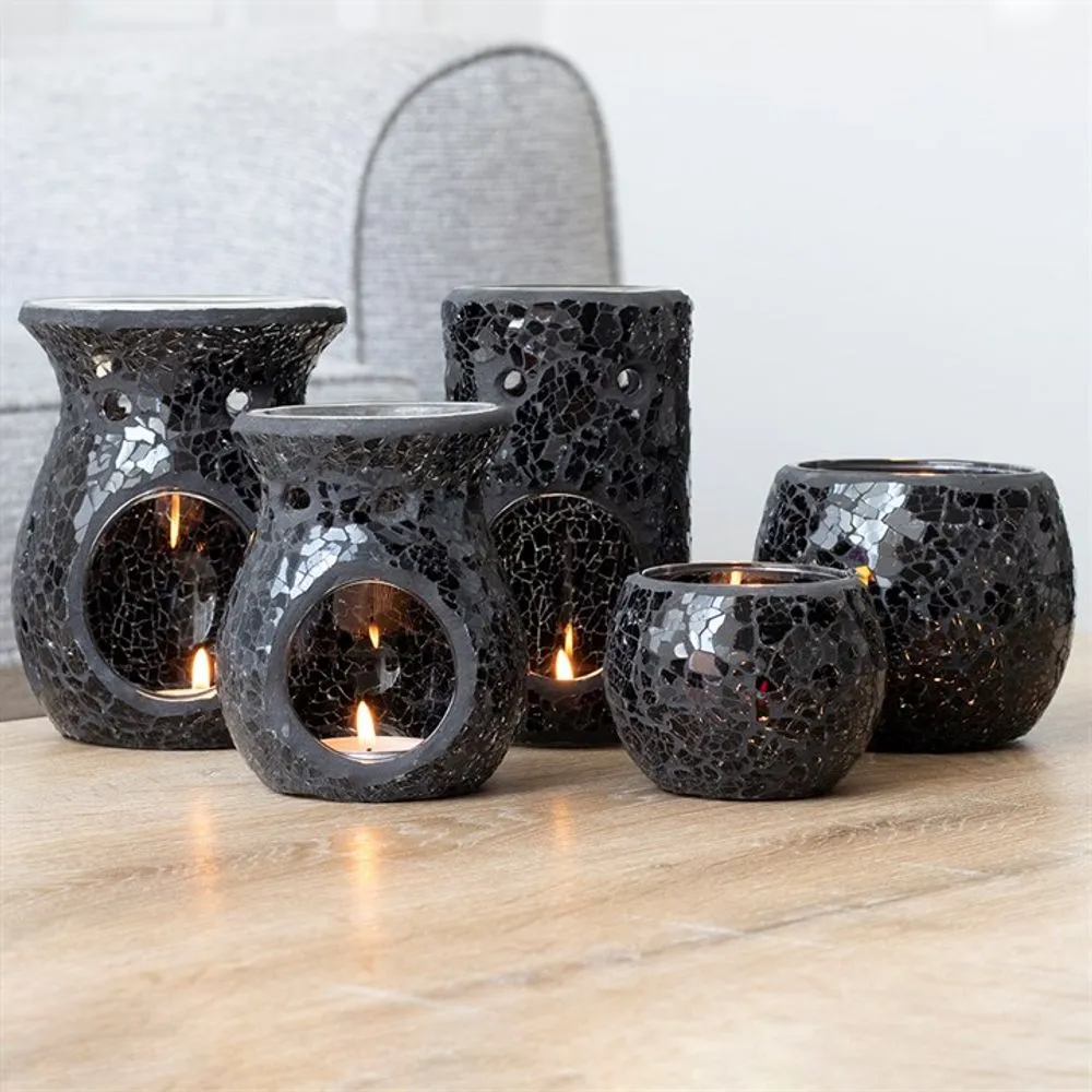 Oil & Wax Burner - Black Crackle Glass - Home Fragrance Oil Diffuser