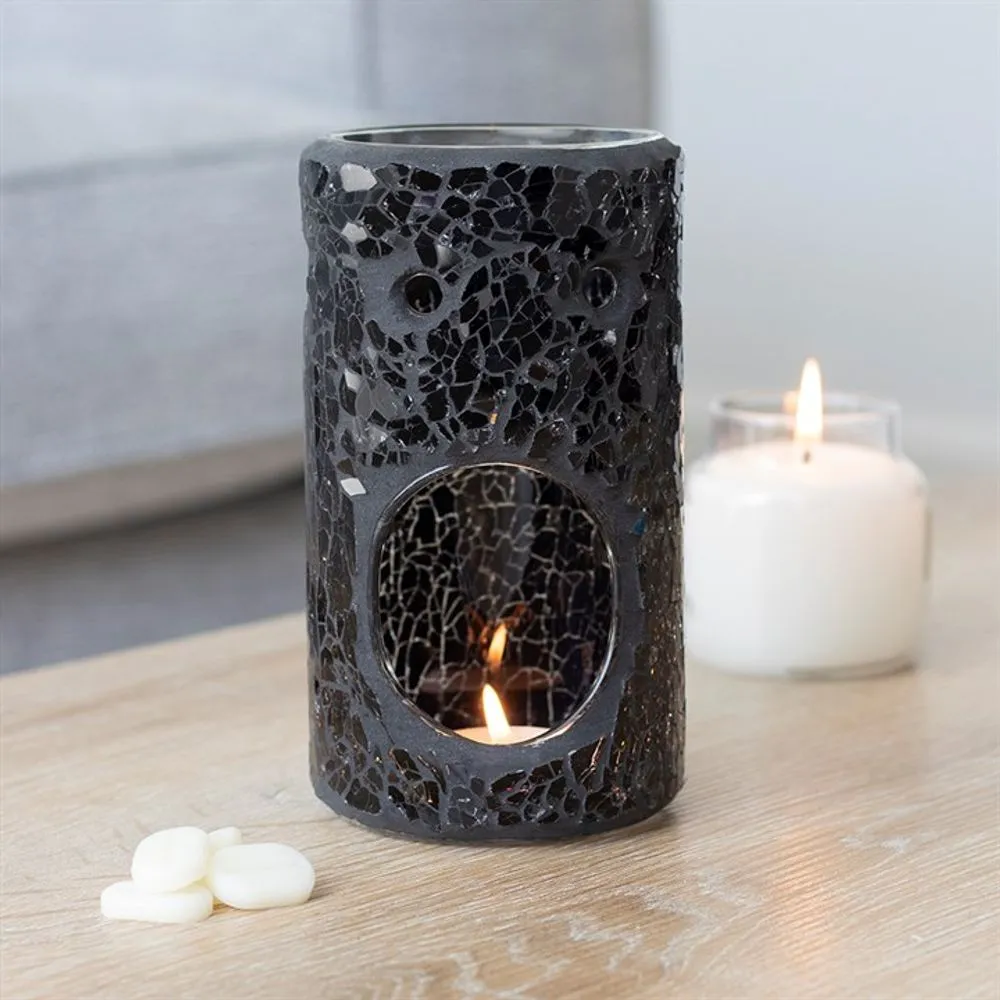 Oil & Wax Burner - Black Crackle Glass - Home Fragrance Oil Diffuser