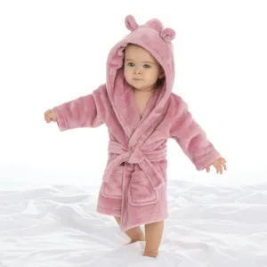 Personalisable Dressing Gown with Cute Ears - Dusky Pink