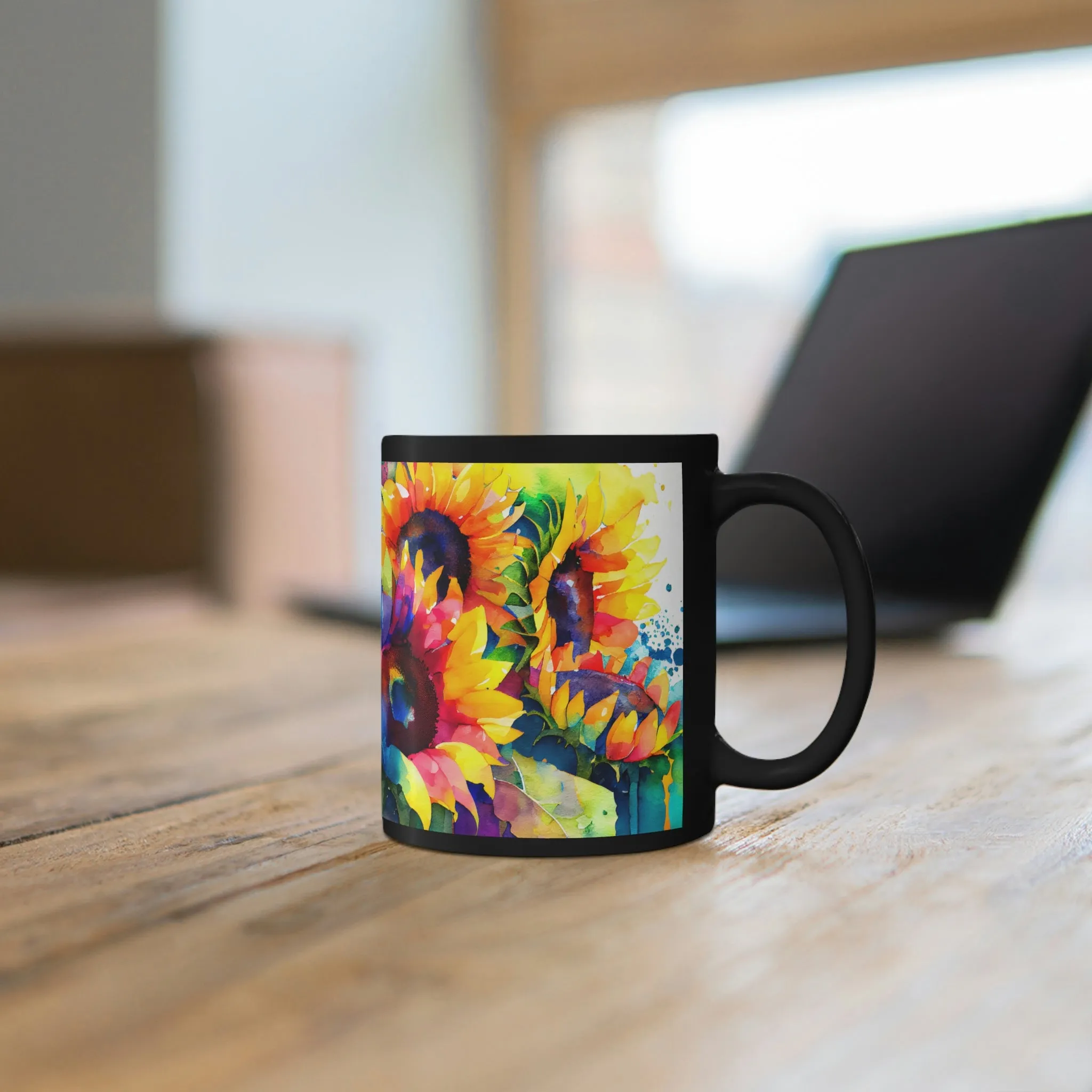 Rainbow Sunflower 05 - Black mug 11oz