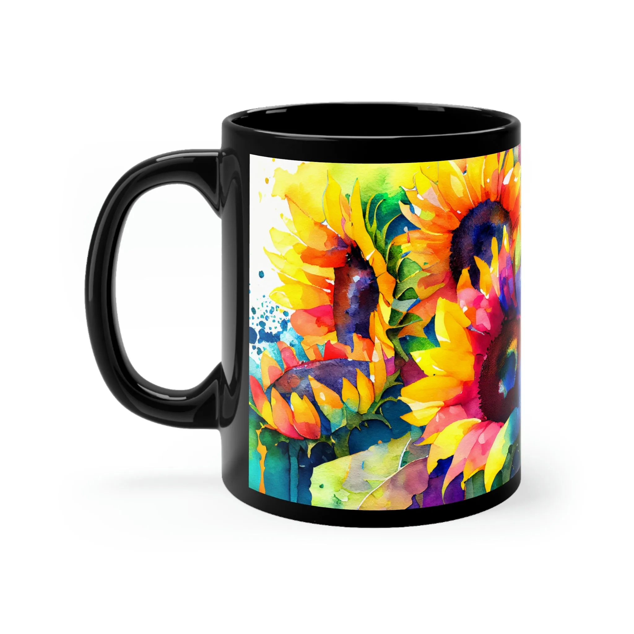 Rainbow Sunflower 05 - Black mug 11oz