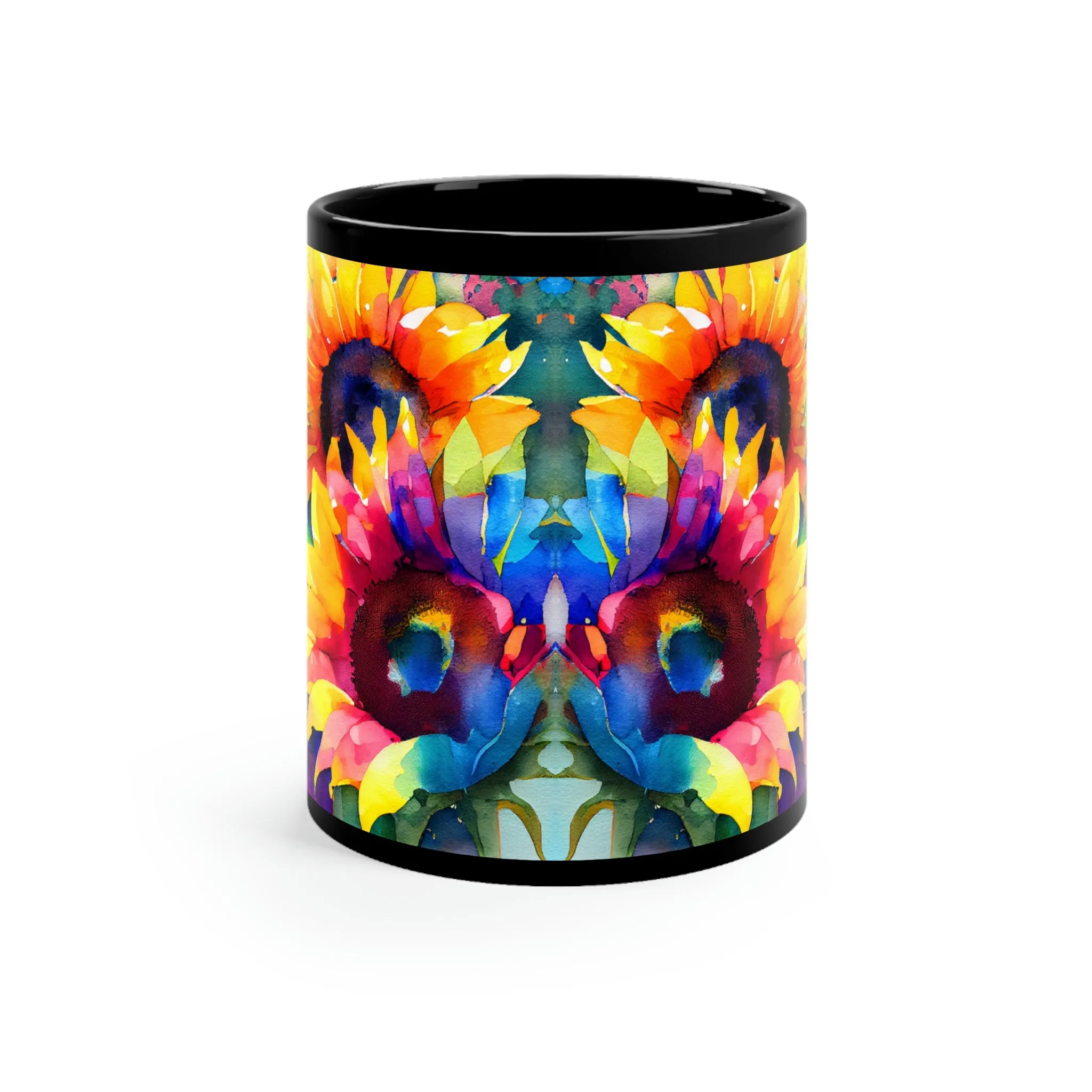 Rainbow Sunflower 05 - Black mug 11oz