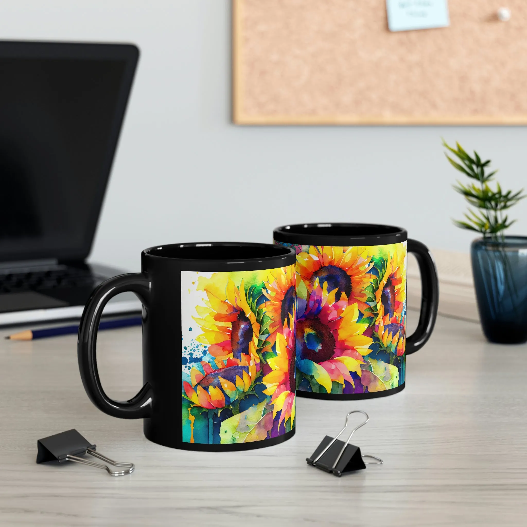 Rainbow Sunflower 05 - Black mug 11oz