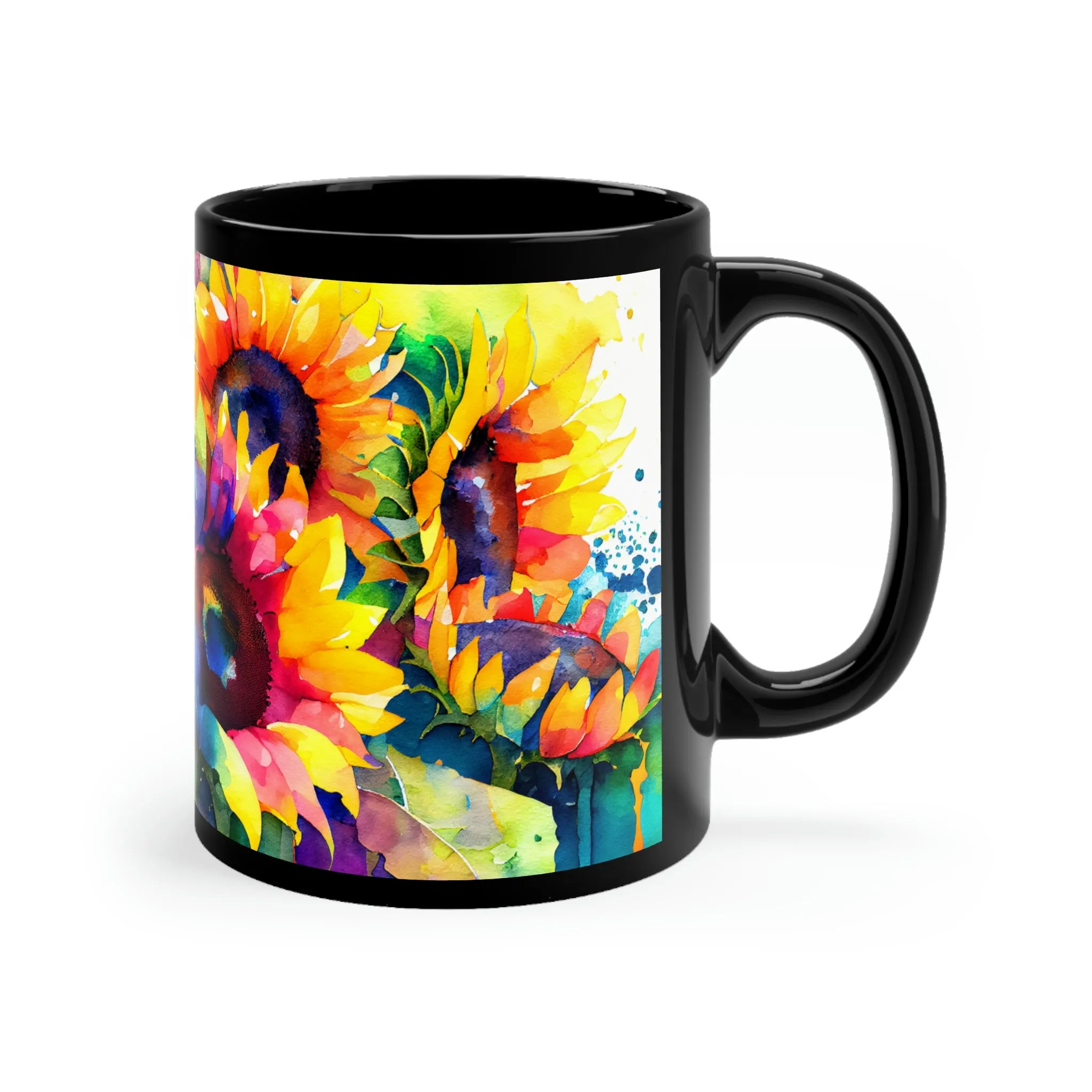 Rainbow Sunflower 05 - Black mug 11oz