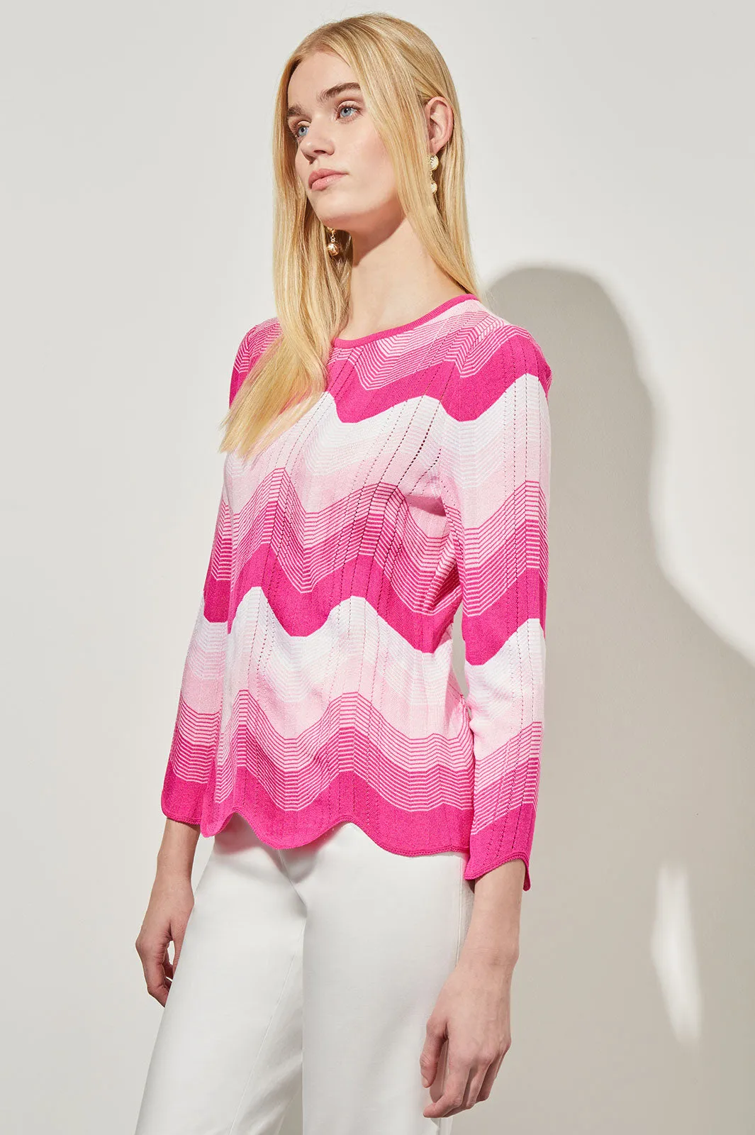 Scalloped Tunic - Chevron Print Soft Knit