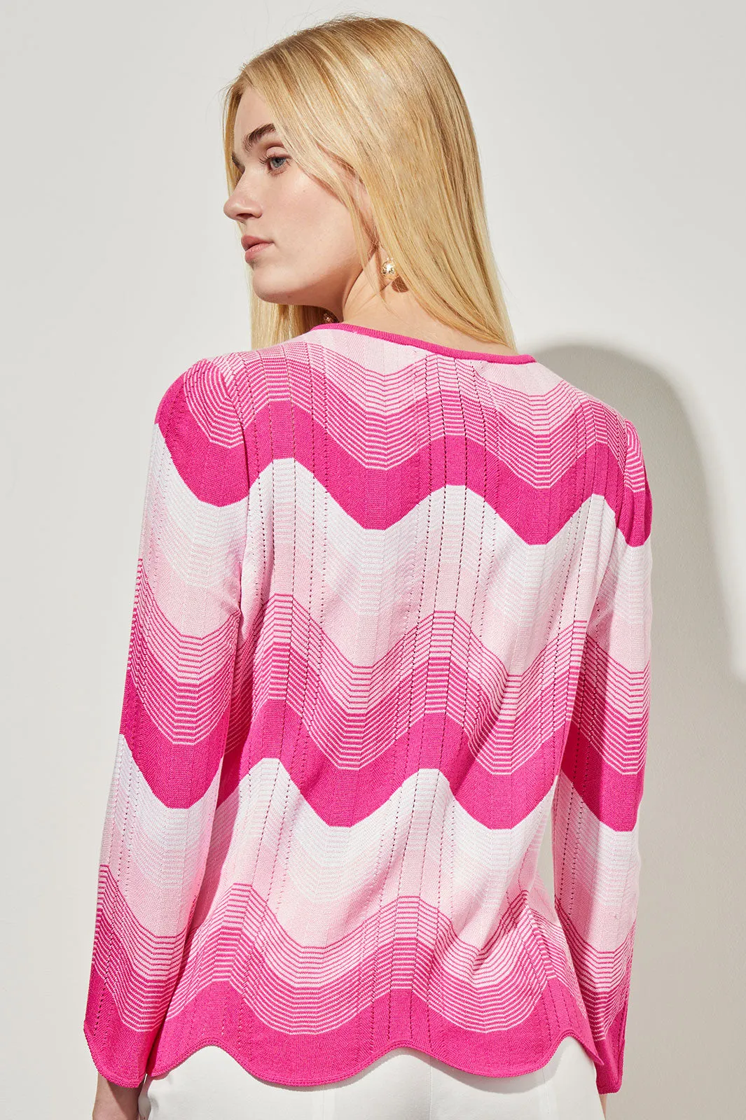 Scalloped Tunic - Chevron Print Soft Knit