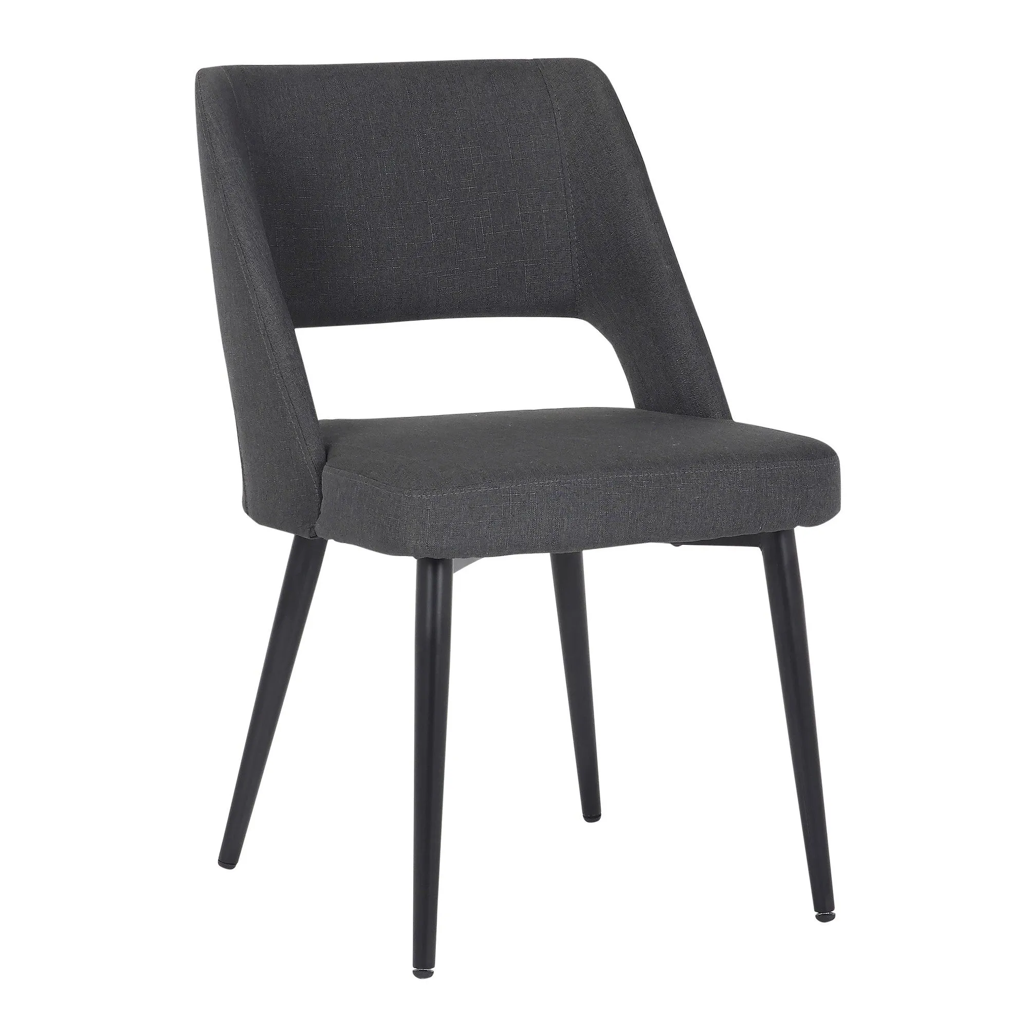 Valencia Mid-Century Modern Chair in Black Steel and Charcoal Fabric by LumiSource