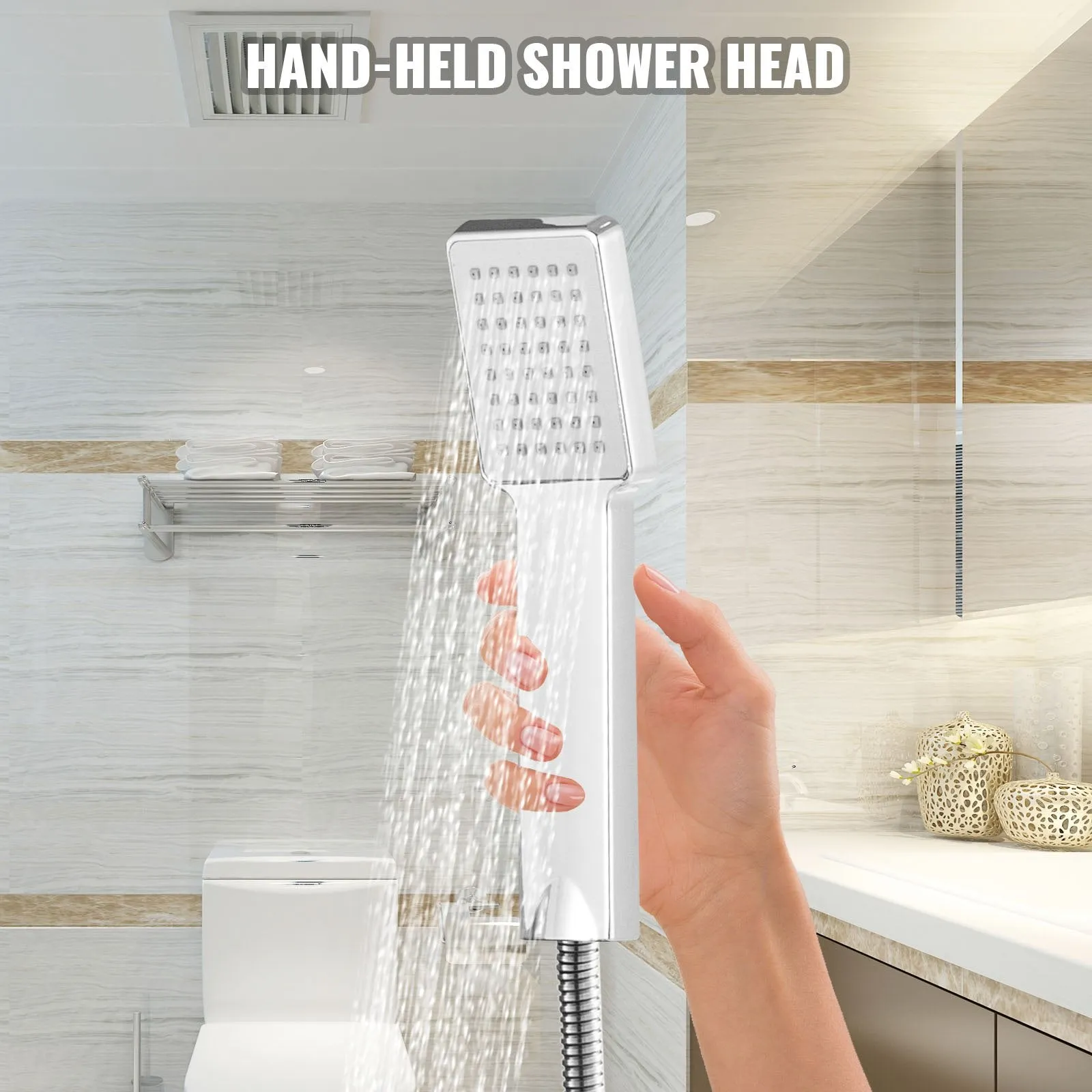 Vevor 6-in-1 LED Shower Panel Tower System Stainless Steel with Rainfall Waterfall and Adjustable Jets New