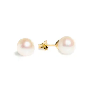 White Pearl Studs set in gold vermeil 9mm